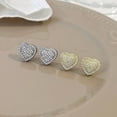 thumbnail image 4 of Stud Earring Gold Color Iced Out Cubic Zirconia Love Hearts Charm Women, 4 of 7
