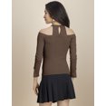 thumbnail image 4 of Moomaya Casuals, Cold Shoulder Solid Top, Long Sleeves Fitted Knit Tops, 4 of 9