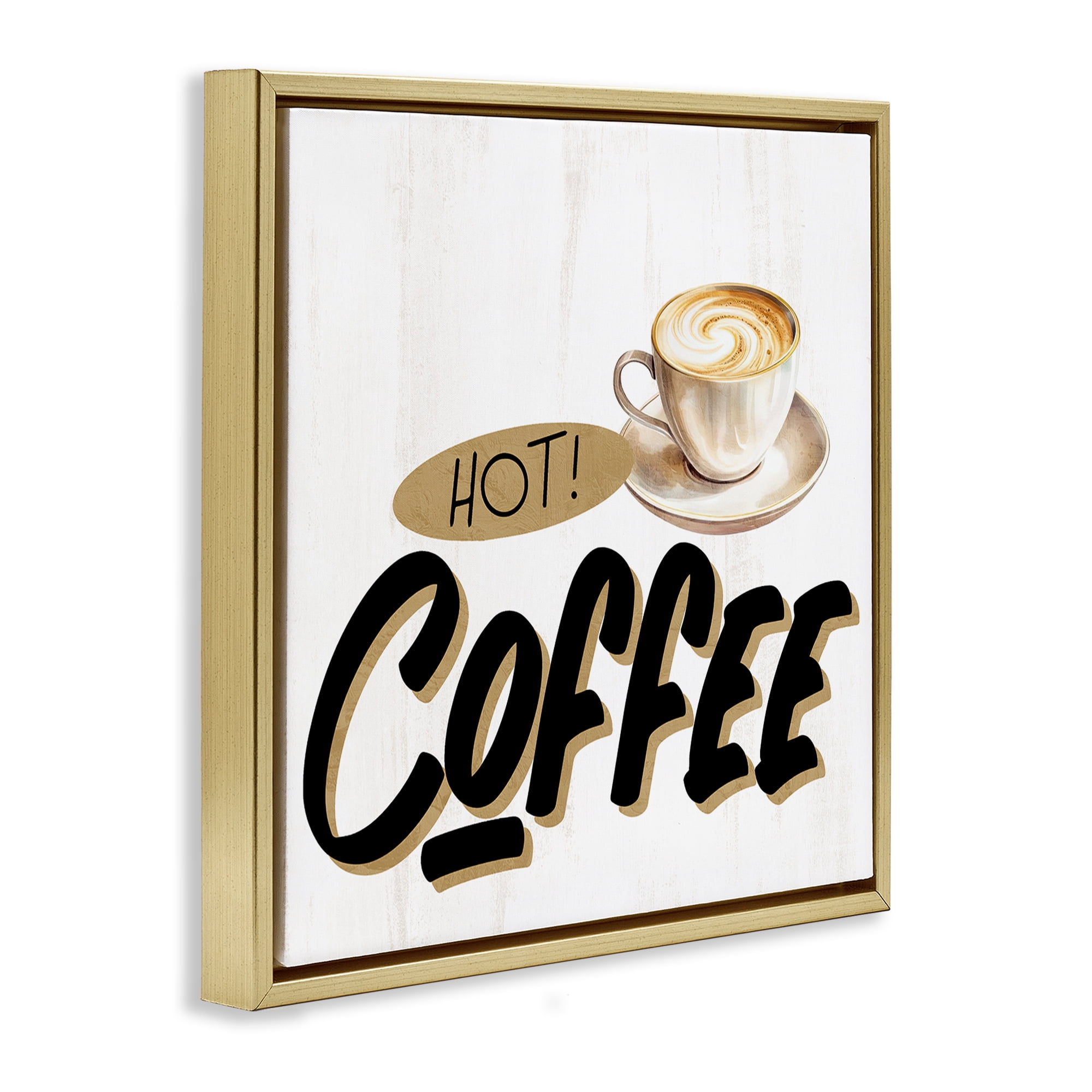 Stupell Industries Retro Fresh Hot Coffee Gold Framed Floater Canvas Wall Art, design by Kim Allen