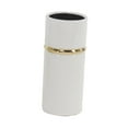thumbnail image 5 of DecMode 12", 14", 16"H White Ceramic Vase with Gold Accents, Set of 3, 5 of 8
