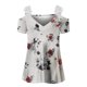 thumbnail image 4 of Mujeres Casual Adelgazante Draw Back Impreso Manga corta Cuello en V Encaje Hombro frío Tops OAVQHLG3B Store lin121212, 4 of 5