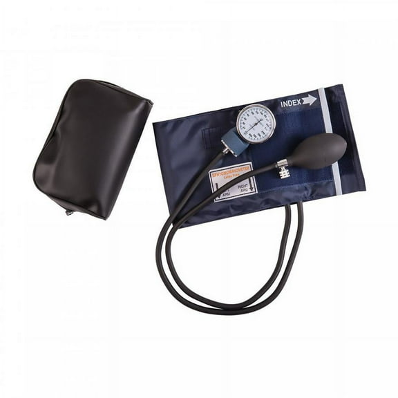 Mabis Aneroid Sphygmomanometer with Cuff, 2-Tube, Adult Large Cuff (27.9-42 centimeter Circumference), Blue,1 Count