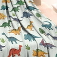 thumbnail image 3 of Colorful Dinosaurs Floral White Pattern Blanket,Comfortable Soft Lamb Wool Throw Blanket,All Season,Warm Lightweight Blankets for Sofa Bed Couch Living Room Chair,30"x40", 3 of 4