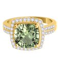 thumbnail image 2 of Mauli Jewels Rings for Women 2.60 Carat Diamond And Cushion Cut Green Amethyst Ring 4 Prong 14K Yellow Gold, 2 of 6