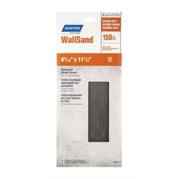 4-3/16" x 11-1/4" Norton 68320 WallSand Die-Cut Drywall Sanding Screen 150-Grit Handy-Pack