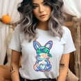 thumbnail image 2 of Unisex Bunny Graphic T-Shirt – Pastel Brushstroke with Cap Design, Graphite Heather, Size 5XL, 2 of 6