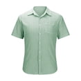 thumbnail image 4 of Mens Cotton Pinstripe Short Sleeve Button Down Shirts Old Money Style Business Casual Regular Fit Office Work Cardigan Shirt Summer Lightweight Breathable Tops with Pocket, 4 of 5