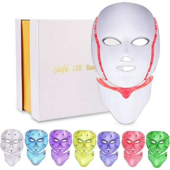SUWU  Red Light Therapy Mask for Face, 7 Colors LED Face Neck Mask Light Therapy, Led Face Mask Light Therapy at Home