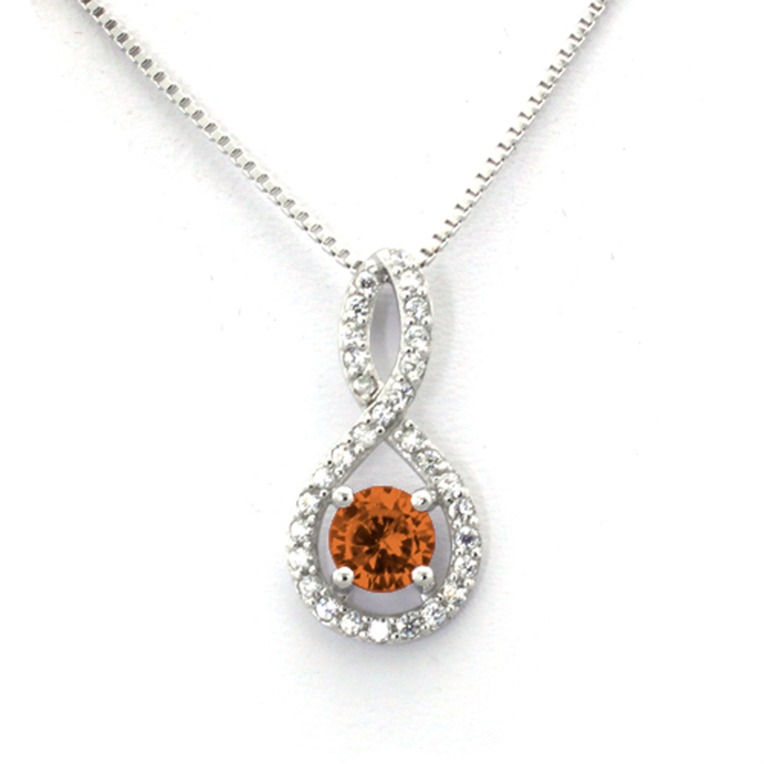 Sterling Silver Figure 8 Infinity Topaz Color Cubic Zirconia (November