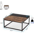 thumbnail image 3 of 40 inch Square Coffee Table Rustic Brown, Large Living Room Table, 3 of 6