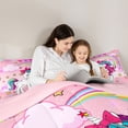 thumbnail image 5 of Castle Fairy Cute Bow Unicorn Twin Comforter Sets,Gradient Bling Glitter Print Bedding Set, 5 of 8