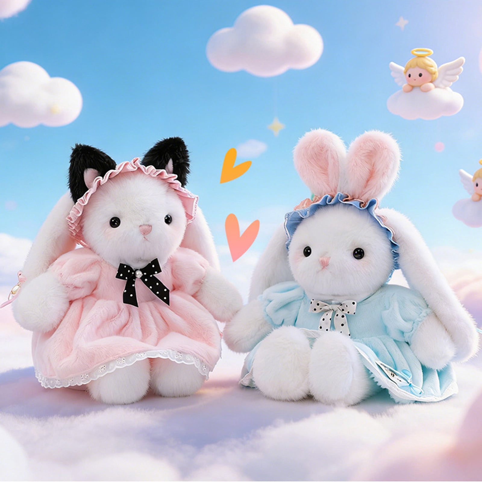 Plush Bunny Stuffed Animals Toys, Soft Adorable Plushies for Kids, Cute Yellow Rabbit Plush Toys, Holiday Birthday Gift for Children, Companionship Toy for Girls and Boys
