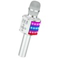 thumbnail image 1 of Micrófono de karaoke BONAOK Bluetooth inalámbrico Q78 con LED plateado, 1 of 8