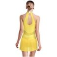 thumbnail image 2 of MSemis Justaucorps de Danse Latine Samba pour Femmes avec Strass, Costume de Danse de Salon, Robe de Cocktail Jaune G, 2 of 5