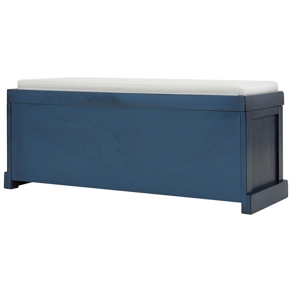 Lowestbest Rustic Storage Bench with 3 Basket, Entryway Bench Storage Bench with Removable Cushion (Blue) Lowestbest Rustic Storage Bench with 3 Basket, Entryway Bench Storage Bench with Removable Cushion (Blue)