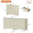 thumbnail image 3 of WAMPAT Dresser with 6 Drawers for Bedroom, 2-in-1 Wooden Wide Chest of Drawers, Modern Closet Storage Organizer with Solid Wood Legs for Living Room, Nursery, 70.8x15.4x32.4, Beige Linen Finish, 3 of 8