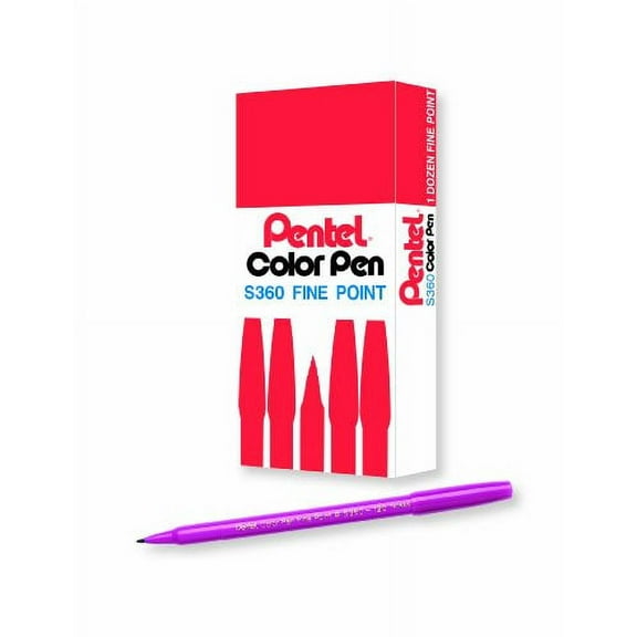 Pentel Arts Color Pen, Magenta, Box of 12 (S360-120)