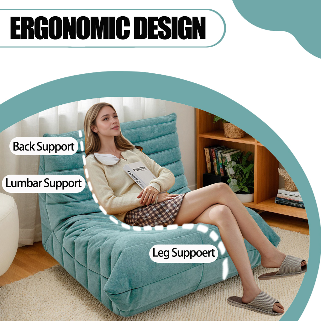 MEISIMAN Bean Bag Chair, Lazy Sofa Floor Chair- Beanbag for Adults, Comfy Giant Bean Bag Chair with Memory Foam & Fleece Fabric for Living Room, Bedroom, Reading Corner, Lounge