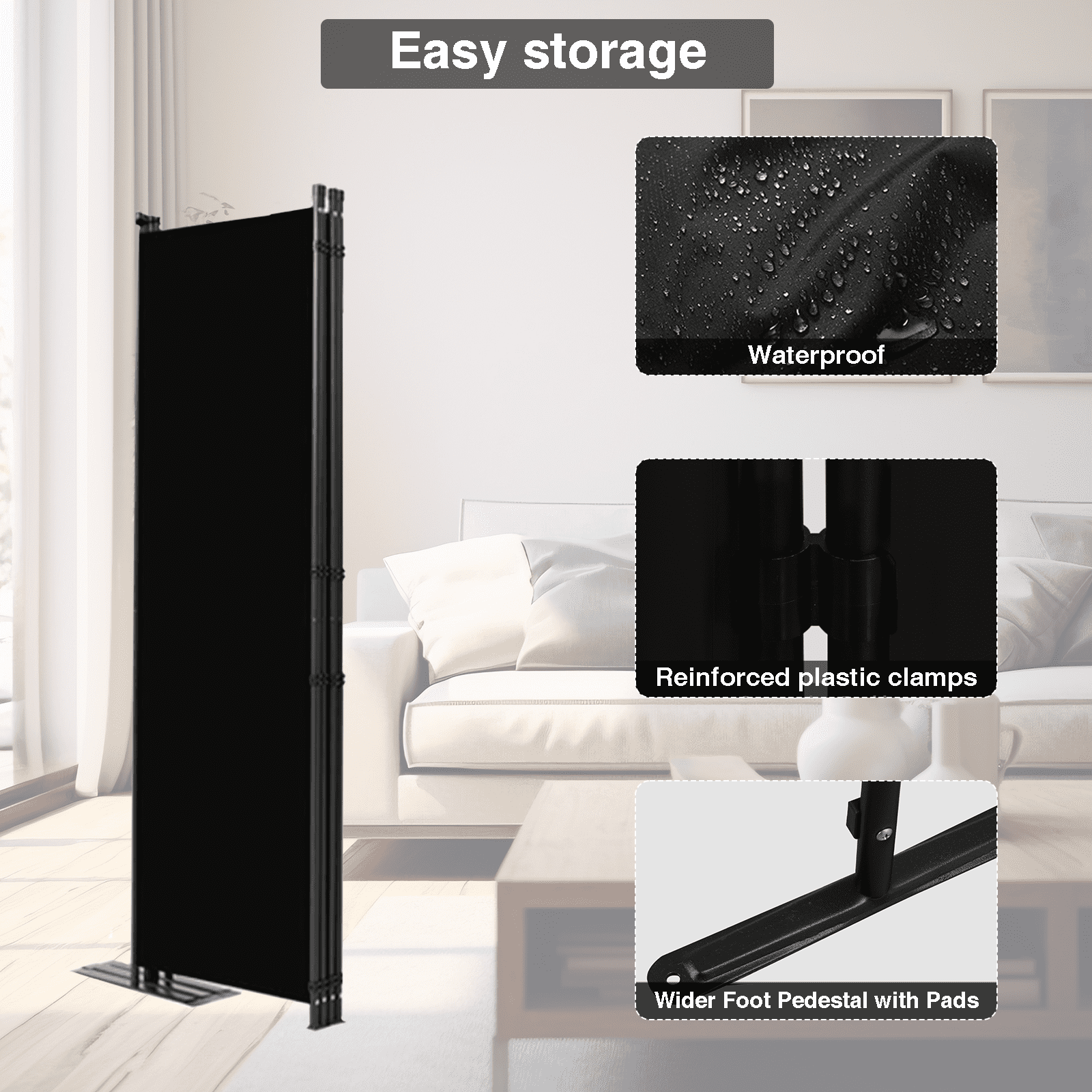 Room Divider-4 Panels Folding Privacy Screens, Partition Room Dividers Wall for Separation, Home, Office, Classroom, Studio