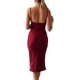 thumbnail image 3 of HLSOHJP Women's Sleeveless Spaghetti Strap Satin Dress Cocktail Beach Evening Party Cowl Neck Dot Leopard Midi Dresses, 3 of 6