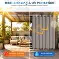 thumbnail image 6 of DONGPAI 100% Blackout Outdoor Curtains for Patio Waterproof Windproof, Linen Textured Outside Curtain with Top Grommet & Bottom Back Tab for Gazebo Porch Pergola, 100" x 84", Taupe, 1 Panel, 6 of 8