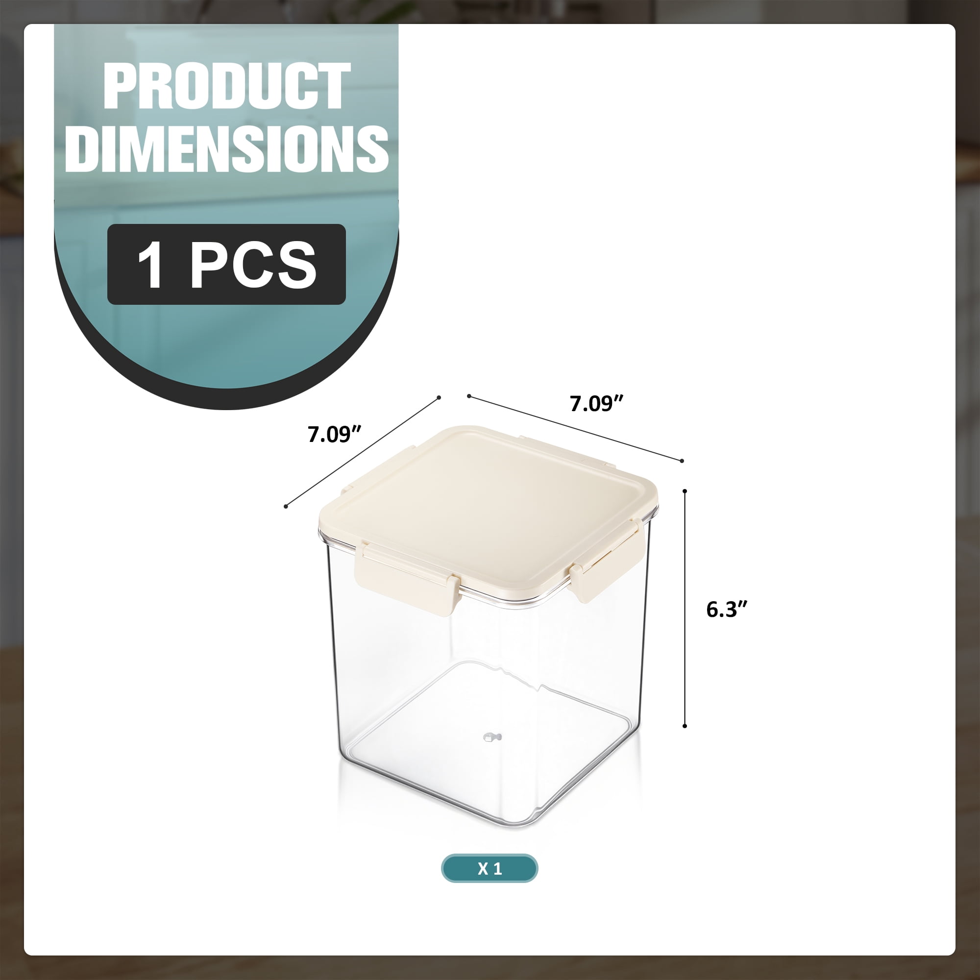 Sorbus Medium Tall Square Airtight Food Storage Container, Clear Stackable Pantry Organizers