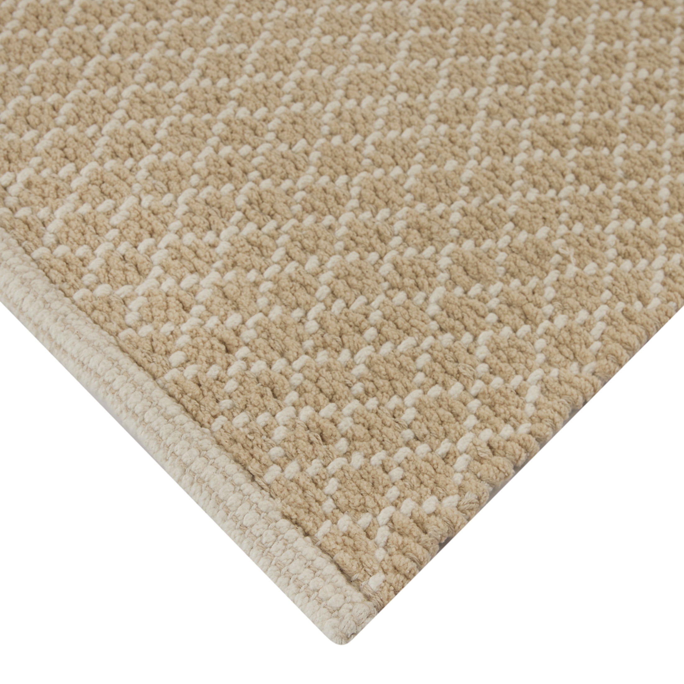 Better Homes & Gardens Cotton Diamond Bath Rug Set, Beige, 2 Piece, 17" x 24" & 20" x 30"