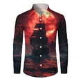 thumbnail image 5 of Domuza Long Sleeve Shirts for Men Halloween Novelty Novelty Print Button Down Tops Casual Regular Fit Lapel Dress Shirts for Halloween Party Red M, 5 of 5