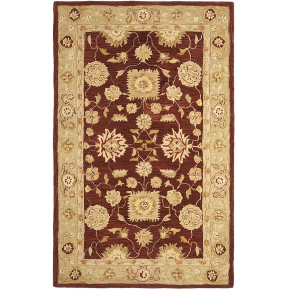 SAFAVIEH Anatolia Sherman Floral Wool Area Rug, Red/Sage, 4' x 6'