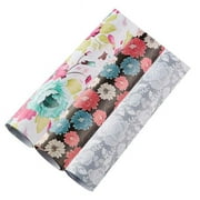 Panda Superstore 29.5 x 20.5 in. Random Pattern Flower Roll Birthday Holiday Baby Shower Gift Wrapping Paper, Black & Grey - 9 per Roll