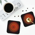 thumbnail image 4 of Honeii Mandala Print Leather Coaster Set of 4, Ideal for Safeguarding Your Furniture from Drinks Spills and Effortless Cleanup-Square, 4 of 6