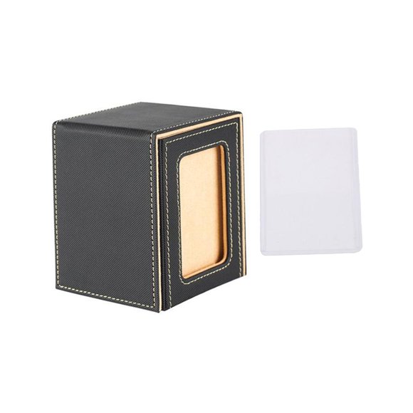 Almencla Card Deck Box Card Deck Storage Box, Transparent Window Album Card Holder Case Card Cards Case TCG Cards Protector Decks Case black khaki
