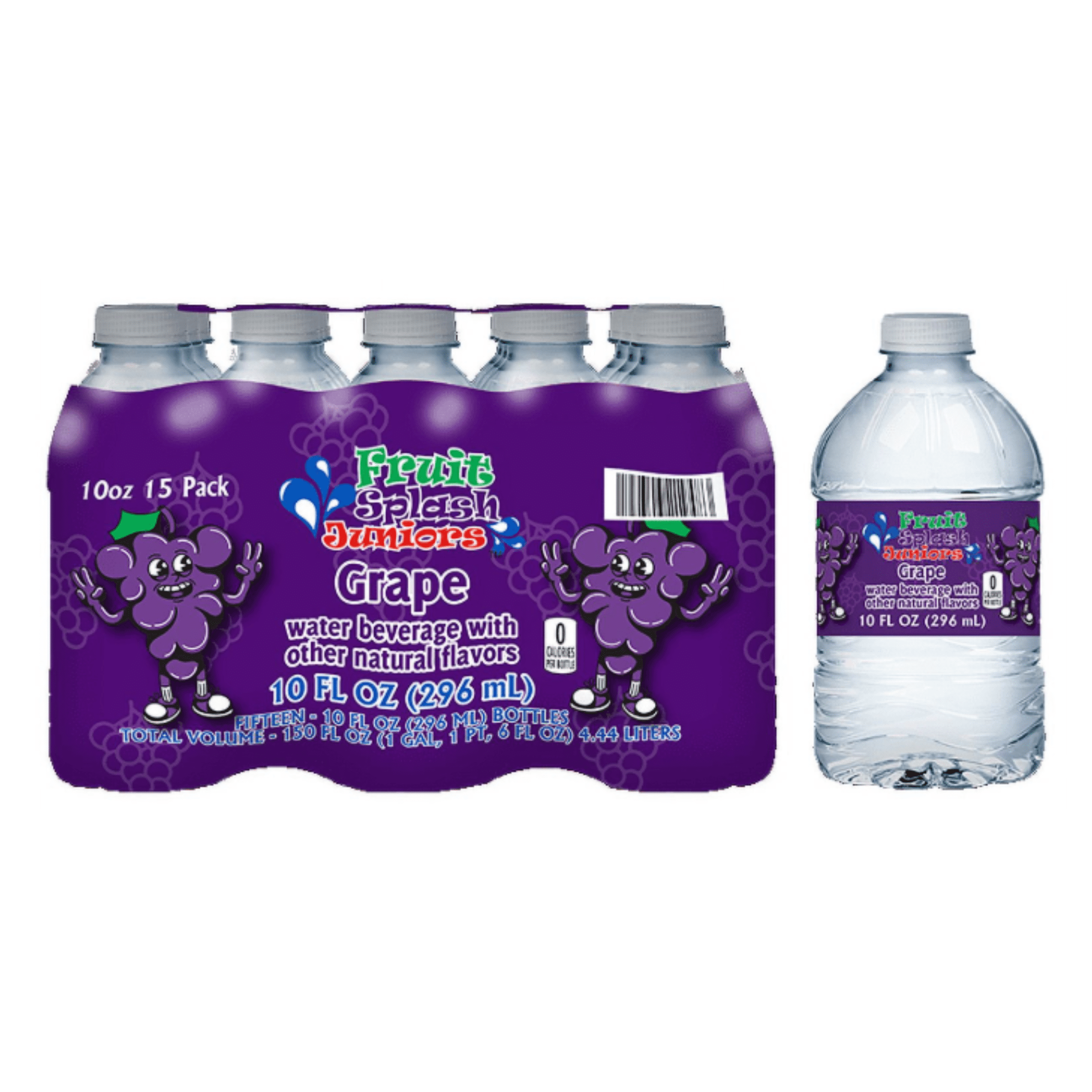 Fruit Splash Juniors, Water Bottles, Grape, 10 fl oz, 15 Pack Bottles