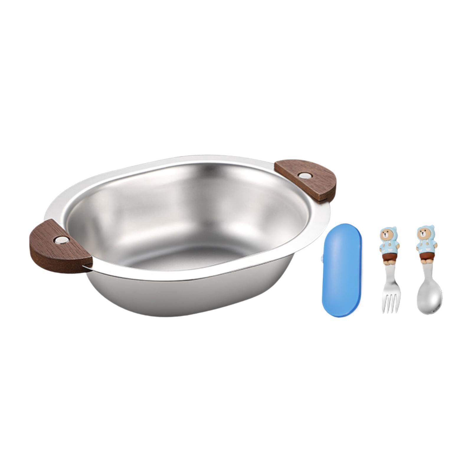 Fiocias Cute Bowls for Kids, Fork Easy to Clean Cereal Mixing Bowl Babies Boys Girls with Blue fork