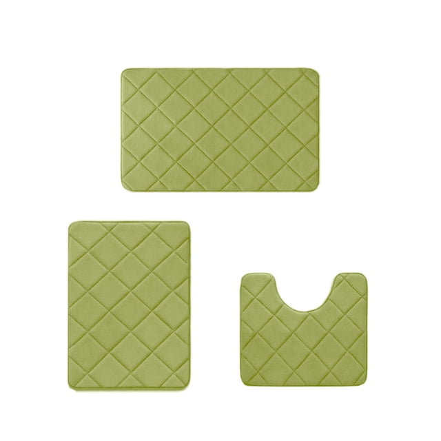 Rbaofujie Room Rug Memory Foam Bath Mat 3 Set Bathroom Rugs for 3 Pcs Toilet Mats Universal Soft Comfortable Water Absorption Non-Slip Thick Machine Washable Easier To Dry Dark Floor Mats