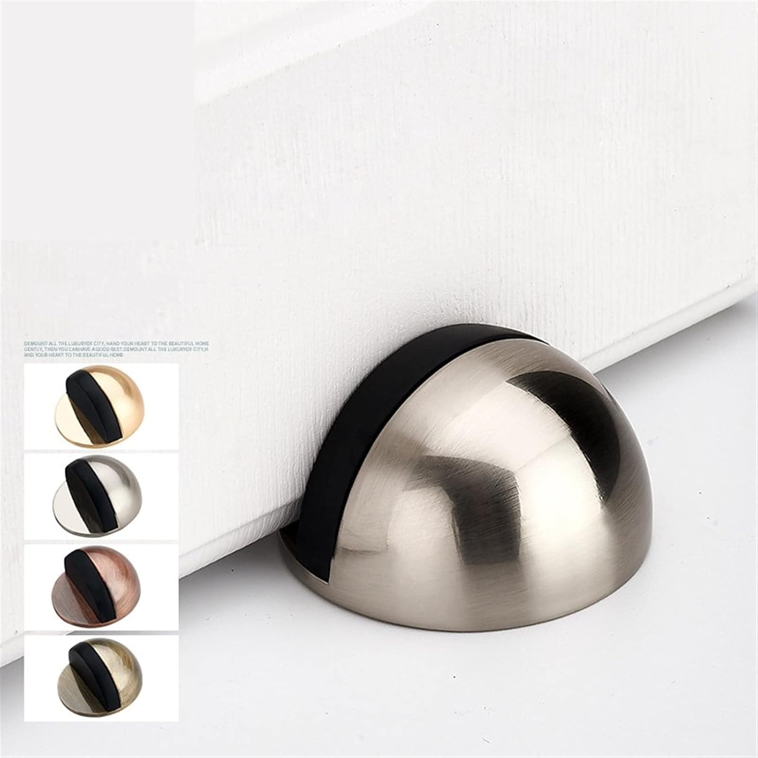 Zinc Alloy Rubber Door Stopper Non Punching Sticker Hidden Door Holder Catch Floor Mounted Nail-Free Door Stop Door Hardware 1Pcs