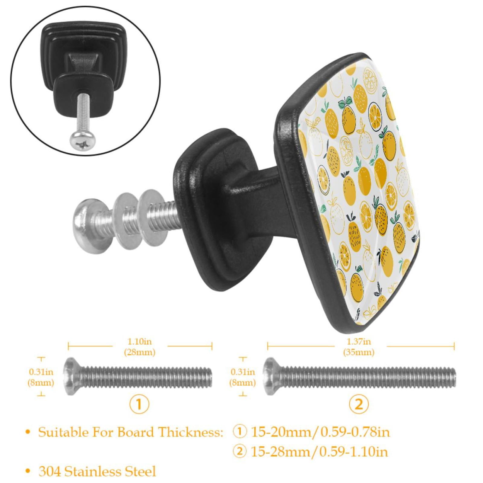 4 Pcs Cabinet Handle Drawer Pulls Lemon Knobs with Screws Square Furniture Office Cabinet Knob Decoration