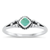 CHOOSE YOUR COLOR Simulated Turquoise Bali Ring .925 Sterling Silver Band Blue CZ Female Size 5