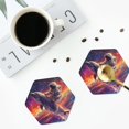 thumbnail image 4 of Pofeuu Astronaut Dolphin Print Coasters for Drinks, 4Pack PU Leather Coasters, Bar Drink Coasters for Tabletop Protection, Furniture from Damage-Hexagon, 4 of 6