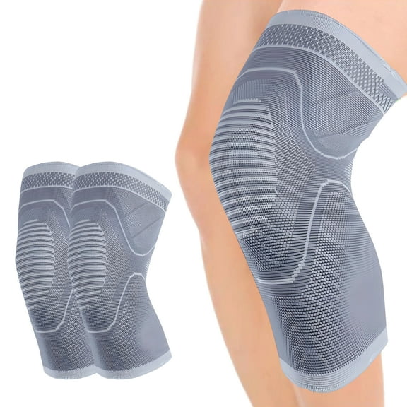 BESTSKY 2Pcs Knee Pads for Men,Moisture Wicking Knee Brace,Nylon Material Knee Compression Sleeve,Gray,S