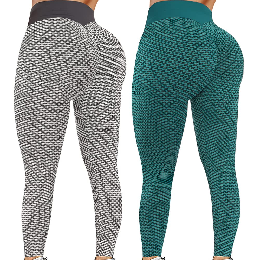 2 Pack Famous TIK Tok Leggings Women High Waist Butt Lifting Yoga Pants Tummy Control Bubble Hip Sport Tights