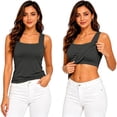 thumbnail image 5 of Siminsem Women's Wide Strap Shelf Bra Tank Top with Built in Bra Cotton Tummy Control Shaper Camisole Adjustable Straps Scoop Neck Light Support Layering Cami, Grey,M, 5 of 9