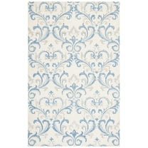 SAFAVIEH Jardin Garrick Floral Wool Area Rug, Ivory/Blue, 3' x 5'