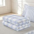 thumbnail image 6 of Manfei Vintage Grid Zipper Full Size Comforter Sets with Fitted Sheet and 2 Pillowcases,Modern Checkered Zipper Bedding Set,Blue White,Light Gray Reversible,4pcs, 6 of 8