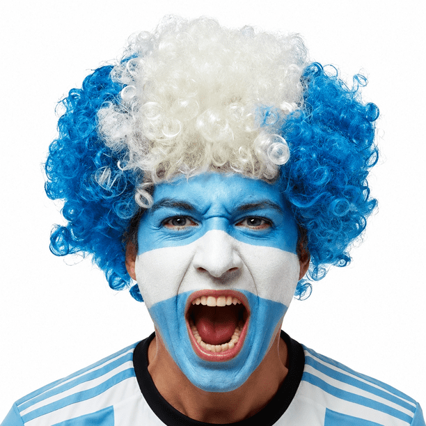 Peluca Para Adultos Aficionados De Futbol Soccer Albiceleste