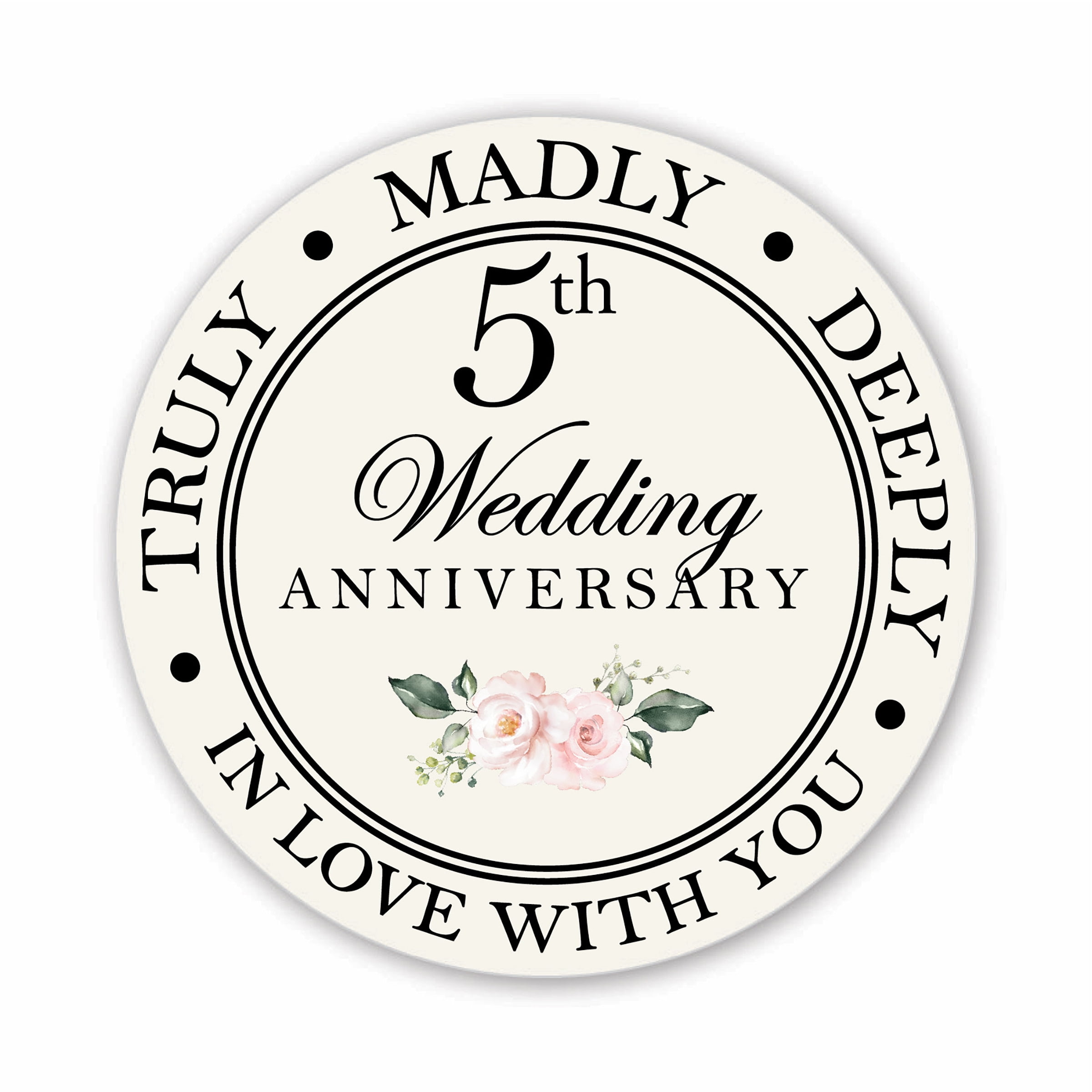 LifeSong Milestones Personalized 5th Wedding Anniversary Wood Plate - 12\" Cherry Wood With Custom Dates & Names