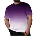 thumbnail image 2 of Men's Graphic Crewneck Tshirt Plus Size Short Sleeve Gradient Color Casual Big and Tall Tees Purple 4XL, 2 of 5