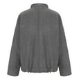 thumbnail image 4 of jtjvou Womens Cropped Jacket Wool Short Pea Coats Long Sleeve Button Down Winter Casual Outerwear Gray S, 4 of 5