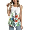 thumbnail image 2 of Tank Top for Women Summer Sleeveless Crew Neck Casual Dressy Tops Loose Fit Floral Print Shirts Fashion Blouses, 2 of 5