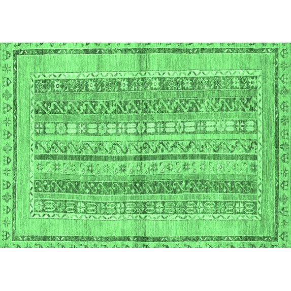 Ahgly Company Indoor Rectangle Abstract Emerald Green Modern Area Rugs, 3' x 5'